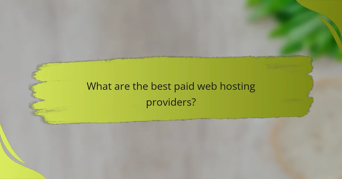 What are the best paid web hosting providers?