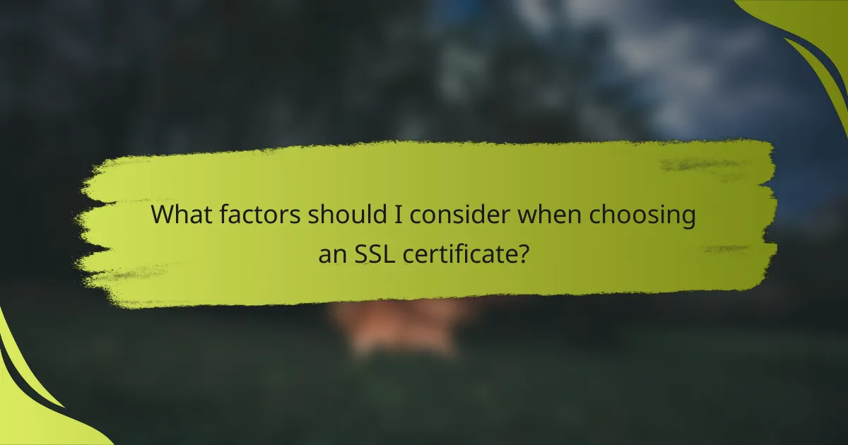 What factors should I consider when choosing an SSL certificate?